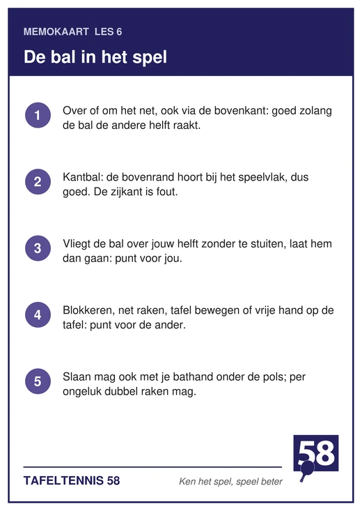 Memokaart van les 6