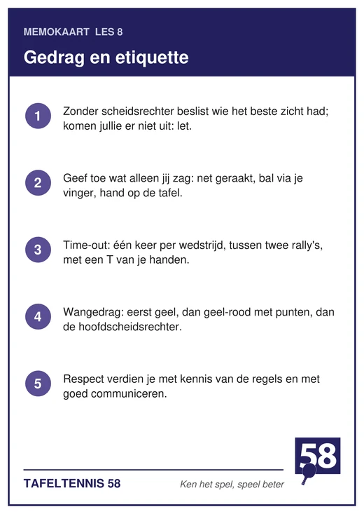 Memokaart van les 8
