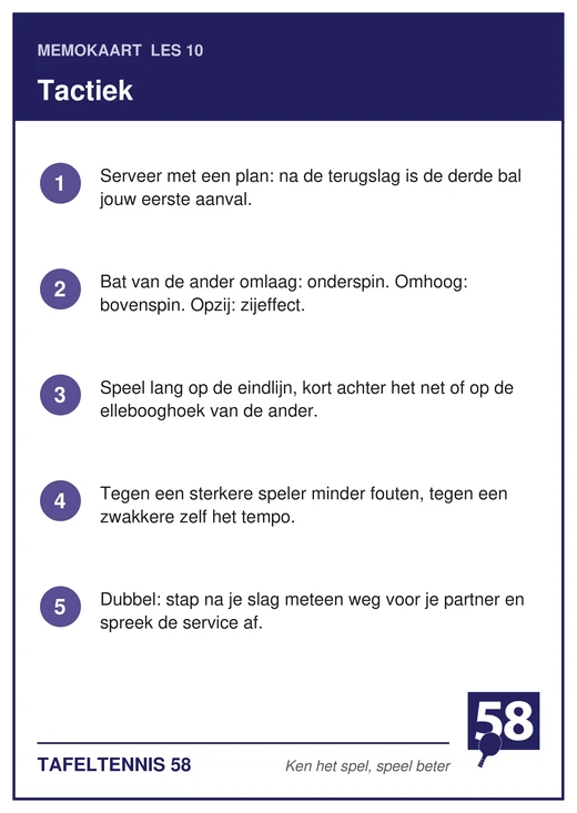 Memokaart van les 10